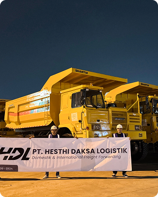 Land freight truck driving on the road